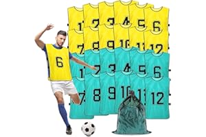 TESIN 24 Pezzi Scrimmage Vest Calcio Pinnies Training, Maglie Giovani Pratica Squadra, Sport Bavaglini per Adulti Basket, Pallavolo, Giallo, Verde, 47x70cm