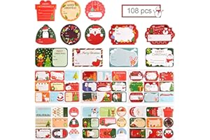 Kalolary Autocollants de Cachetage de Noël, Étiquettes Adhésives en Papier Vacances Cadeau Autocollant pour Emballage Cadeau Bricolage Noël Décoration (108 Pièces)