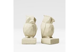 DECOROBBO Serre-Livres Hibou décorative en résine Design Unique Facile à Nettoyer Ensemble de Serre-Livres élégant pour Bureau à Domicile ou bibliothèque pour Les Amateurs de hiboux et Les Collection (Beige 2)