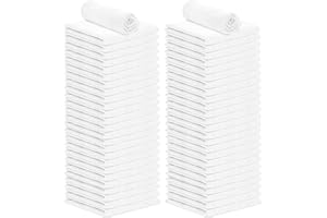 STF Linen Cotton Shop Lot de 50 chiffons de nettoyage absorbants et polyvalents pour automobiles, industries, garage et maison Blanc 35,6 x 35,6 cm