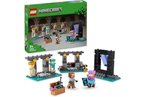LEGO Minecraft L’Armurerie - Jouet avec Portail de l'enfer - Figurines d'Alex & Armoursmith avec Hache en Or, Épées, Boucliers & Accessoires - Cadeau pour Gamer, Garçon ou Fille dès 7 Ans 21252