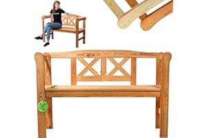 KADAX Banco de jardín, 120 x 47 x 81,5 cm, banco de madera con espacio de almacenamiento y respaldo, banco de madera resistente a la intemperie para jardín, balcón (119 cm/marrón/X)