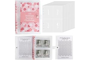 bssmmai 100 Envelope Saving Challenge Deutsch, planer budżetowy A5 z trackerem Challengers i kieszeniami pre-numbered, książeczka oszczędnościowa na wyzwania pieniędzy, segregator do budżetu