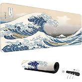 ADM PASS GROUP Mouse Pad 80 x 30 cm Mousepad XL Gaming Non-Slip Rubber Base PC Mat Kanawaga Design Office Accessories (Kanawa