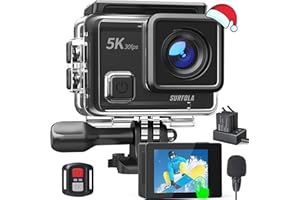Surfola 4K 30FPS Cámara Deportiva SF430, 24MP Videocámara de Casco WiFi con Pantalla Táctil y EIS, Subacuática 40M con Micrófono Dual, Control Remoto, 2 Baterías 1350mAh y Cargador