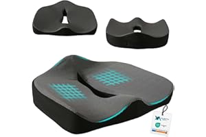 VALENTIA MEDICAL Ortopedyczna poduszka ortopedyczna wiskoelastyczna – ergonomiczna poduszka przeciwpoślizgowa – łagodzi ból na krzesło biurowe + koła + samochód + gaming poduszka do siedzenia