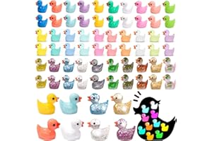 EIKEJI 150 Pcs Mini Ducks, 30 Colors Resin Tiny Ducks, Little Plastic Ducks, Glitter Resin Tiny Ducks, Luminous Small Ducks, for Aquarium, Dollhouse, Fairy Garden, Landscape Decor