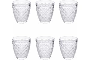 Villa d'Este Home Tivoli 1996 Set 6 bicchieri acqua 330 ml in vetro, superficie lavorata a rilievo, New Castle