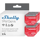 Shelly 1PM Gen4 Wireless Switch Module Matter, Zigbee and Wi-Fi, 1 Channel 16A, with Energy Consumption Measurement, Light Re