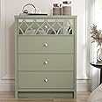 Galano Iris 4 Drawer Chest - Modern Cabinet with 1 Mirrored Drawers - Organizers and Storage for Bedroom – Console for Entryway - Hallway or Living Room - Sage Green