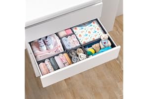 ORLISA 7er Set Schubladen Organizer kompatibel mit MALM Kommode, Faltbare Aufbewahrungsboxen für Kleidung, Geeignet für Schrank und Wickelkommode, Grau