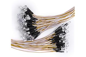 DiCUNO 100pcs diodi LED bianco caldo da 5 mm con cavo da 24-25 cm (240-250 mm), luce precablata a LED 12V, con resistenza da 550Ω