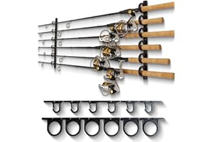 Rush Creek Creations Decken-Angelrutenhalter für 6 Ruten, Garagenorganisation und Wandaufbewahrung, horizontale Halterung