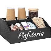 Winter Shore Wooden Countertop Cafe Organizer | Modern Kitchen and Office Organizer for Condiments and Cafes, Coffee Corner D