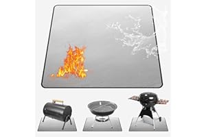 MDDK DY Fire Pit Mat for Decking 100x100cm – Square Silver Double-Sided Fireproof & Heat Proof Mat, Oil-Resistant & Waterproof for Garden BBQ & Patio