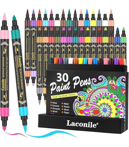 NICETY 72 Kleuren Acrylstiften - 36 Stuks Penseelstift Markers voor Steenschilderen Hout Glas Keramiek - Dubbele Punt Dubbele Kleur Op Waterbasis NICETY 72 Kleuren Acrylstiften - 36 Stuks Penseelstift Markers voor Steenschilderen Hout Glas Keramiek - Dubbele Punt Dubbele Kleur Op Waterbasis