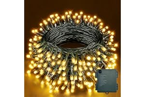 ‎YIFMOO YIFMOO Lichterkette Batterie, 20M 200LED Lichterkette Außen und Innen mit Timer, 8 Modi Wasserdichte Weihnachtsbeleuchtung, Grünes Kabel Lichterketten für Weihnachten Garten Partys Deko, Warmweiß
