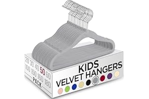 Utopia Home Perchas de Terciopelo para niños - Perchas duraderas de 11 Pulgadas para el Armario del bebé, Antideslizantes para Todos los días (Gris, Paquete de 50)