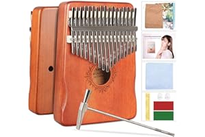 DHinkyoung Kalimba 17 Keys, Portable Mbira Thumb Piano, Calimba Instrument with Study Instruction and Tune Hammer, Solid Mahogany Finger Piano Gift for Kids and Adults Beginners (Butterfly Flower)
