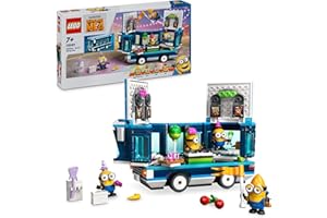 LEGO Despicable Me 4 Imprezowy autobus minionków, Kreatywna Zabawka dla Dziecka do Zbudowania, Zestaw dla 7-latka, dla Chłopca i Dziewczynki, z Figurkami Phila i Dave'a, Pomysł na Prezent, 75581
