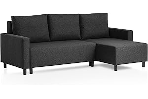 ‎TRAUMNACHT Traumnacht Schlafsofa Avallon, Ecksofa in L-Form mit Schlaffunktion und Stauraum in der Ottomane, produziert nach deutschem Qualitätsstandard, anthrazit, 136 x 224 x 80 cm