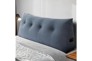 Dorifine Rückenkissen, Lesekissen für Bett und Sofa, 140cm-Komfortables Wandkissen Bett, Bietet Optimalen Supportive Rückenkissen Bett, Bettkissen Rückenlehne mit Praktischen Seitentaschen, Blue