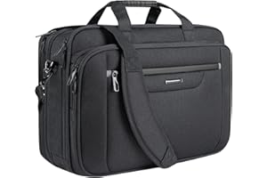 VANKEAN Sacoche pour ordinateur portable jusqu'à 18 pouces XXL Sac à bandoulière pour ordinateur de jeu hydrofuge pour homme et femme Capacité extensible pour voyage/affaires/école - Noir
