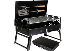 FIVE-STAR GRILL&CHILL Five-Star Grill & Chill Barbecue Portatile, Barbecue Carbonella - BBQ Portatile, Mini Barbecue a Carbonella, Nero, Model GC0015