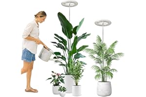 YUYMIKA Grow Lights for Indoor Plants, 72LED Full Spectrum Growing Lamp for Indoor Plants, 10 Brightness, 3/9/12Hrs Timer, 30~160CM Adjustable Telescopic Pole for Small Tall Plants, 2 Pack