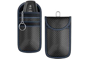 ZFRITP Mini Etui Anti Rfid Clé Voiture Portable, Pochette Anti Rfid Cle Voiture, Etui Blocage Rfid Pour Clef Télécommande Avec Anneau Porte-Clé Intégré Fibre Carbone Bloqueur, Noir