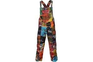 Gheri Womens Tie Dye Ripped Patchwork Multicolor Overalls Cotton Dungarees