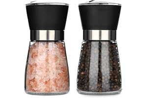 Salzmühle & Pfeffermühle, Hotder Gewürzmühle mit einstellbarem Keramikmahlwerk, Pfeffermühlenset aus Glas, auch als Chilimühle für Verschiedene Gewürze