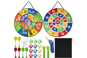 GLAITC Giocattolo per Bambini Giochi per Freccette,66 cm/26 Pollici Double Sided Freccette con Palline Adesive Bambini di 12 Palline,6 Freccette,1 Giochi Pistola,1 Ganci per Regalo Ragazza Ragazzo (Colori)