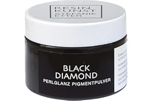 Resin Kunst Poudre pigmentée nacrée, noir diamant, 50 g, poudre de mica, pigment de couleur pour résine synthétique, peinture époxy, en noir