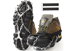 XZSUN Eisstollen, Schnee-Eis-Traktionsschuh-Stollen, echte Edelstahl-Spikes und langlebiges Silikon, rutschfeste Stiefel-Spikes zum Gehen, Joggen, Klettern und Wandern