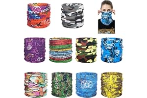 Omevett 10 Pcs Mens Neck Scarf Womens Snoods Seamless Neck Gaiter Multifunctional Headwear Bandana Face Masks Elastic Neck Tube for Outdoor Sport Yoga Running Cycling Hiking