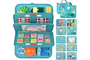 VISATOR Giochi Montessori 3+ Anni Busy Board Quiet Book Pannello Sensoriale Bambini Montessori Ragazzo Ragazza Libri Sensoriali Giochi Sensoriali Autismo Giochi Educativi (Verde)