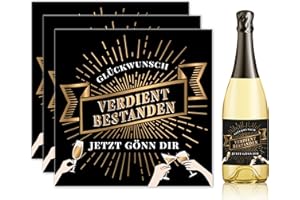 PICTALOO Generisch Flaschenetikett verdient bestanden, Aufkleber, selbstklebend, Geschenk zum Bestehen der Prüfung, zum Abschluss, zum Führerschein, zum Studium, zum Abitur, zum Abitur, schwarz