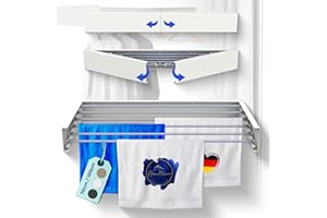 ‎HOMELLENCE WHERE HOME MEETS EXCELLENCE Homellence - Eleganter Wäscheständer Wand ausziehbar - Wandwäschetrockner ausziehbar platzsparend - Robuster Wäschetrockner Wand - Wäscheständer Wandmontage mit 6m Trockenlänge (100 cm, Weiß)