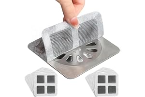 PEACEKING Paquete de 50 Coladores de Desagüe Desechables, Filtro de Pelo para Ducha y Fregadero, Rejilla Desague Ducha Pegatina de Malla Cuadrada de 10x10 cm, Atrapa Pelos Ducha para Cocina, Baño y Bañera