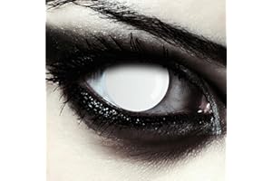 DESIGNLENSES lentilles de couleur complètement blanc pour halloween costume de zombie, 1 paire (2 pcs), sans correction + étui à lentilles "Blind White"