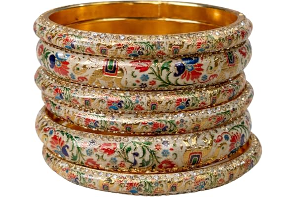 Handmade Meenakari Lac Bangles Elephant Design | Traditional Rajasthani Lac Chudi Set for Women & Girls | Ethnic Bridal