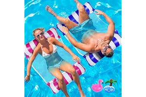 Bheddi Inflatable Pool Floats Hammock with Air Pump, Swimming Pool Float Hammock Lounge Chair Pool Lounge Air Mattress Pool Inflatable Hammock for Adult Children