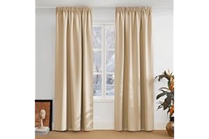 PONY DANCE Tende Termiche Isolanti per Interni con Fettuccia 2 Pezzi 140x300 CM Tenda Oscurante per Soggiorno Eleganti Curtains Finestra Decorazione, Beige