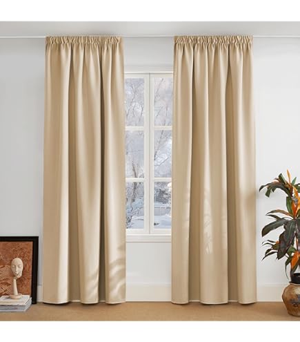 WOLTU 2 Pièces Rideau Voilage En Polyester Imitation Soie Avec Ruban Fronceursemi Transparentcrme 135x225cmlxh Vh6076cm 2 61973242