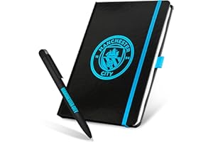 MANCHESTER CITY F.C. Stationery Set with Notebook & Ballpoint Pen, Stationery Supplies Work Office Gifts for Men