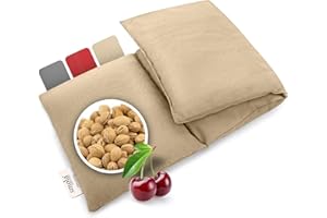 ‎SMØLA smøla Cherry Stone Cushion Large for Microwave, 3-Chamber, 47 x 19 cm, Grain Cushion for Back, Neck, Shoulder, 850 g, Cherry Stones, Kidney Warmer, Heat Cushion, Natural Hot Water Bottle, Sand Beige