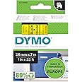 DYMO Authentic D1 Labels, 24mm x 7m Roll, Black Print on Yellow, Self-Adhesive Labels for LabelManager Label Printers