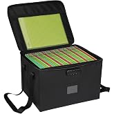 JAKAGO Fireproof and Waterproof Document Box, A4 Portable File Organizer with Lock, Sturdy Zipper, Foldable, Sturdy Design, P