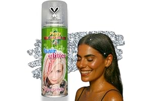 GENERIC Party-Success Temporary Hair Silver Glitter Colour Spray, Wash-Out Formula - 125ml, Ideal for Kids Parties, Fancy Dress & Christmas Stocking Fillers